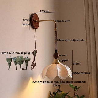 Celako™ Porzia Wall Light | White Ceramic Bedroom Lighting