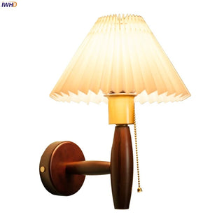 Celako™ Plissa Wall Light | Walnut Wood Bedroom Lighting