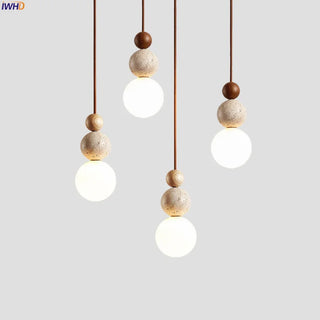 Celako™ Lapidra Pendant Light | Yellow Travertine Stone Bedroom Lighting