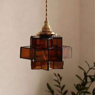 Celako™ Aurivara Pendant Light | Amber Glass Bedroom Lighting
