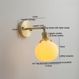 Celako™ Aesona Wall Light | Glass Copper Bedroom Lighting