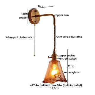 Celako™ Kiyoro Wall Light | Copper Glass Bedroom Lighting