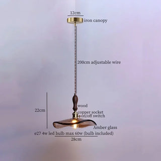 Celako™ Ambrovia Pendant Light | Amber Glass Mid Century Modern Bedroom Lighting
