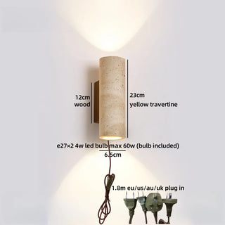 Celako™ Aureti Wall Light | Yellow Travertine Bedroom Lighting