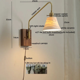 Celako™ Cerune Wall Light | Copper Ceramic Bedroom Lighting