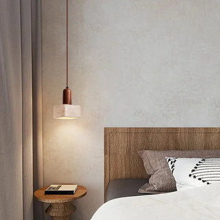 Celako™ Tiverno Pendant Light | Yellow Travertine Wabi Sabi Style Bedroom Lighting