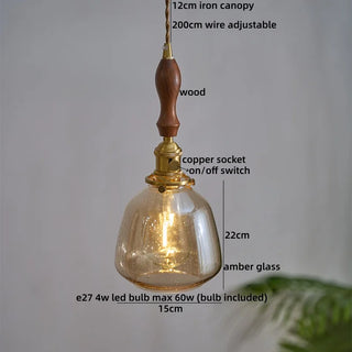 Celako™ Lucambra Pendant Light | Amber Glass Japan Style