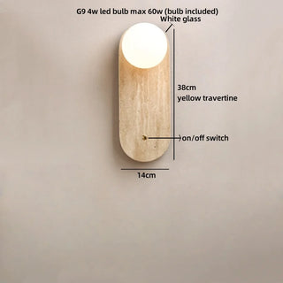 Celako™ Aureti Wall Light | Yellow Travertine Bedroom Lighting