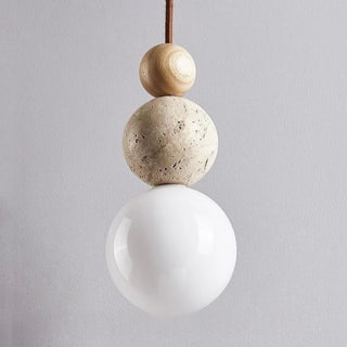 Celako™ Lapidra Pendant Light | Yellow Travertine Stone Bedroom Lighting