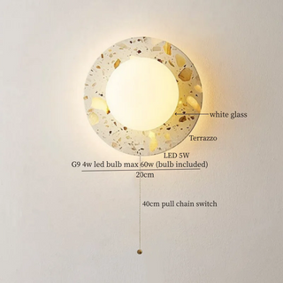 Celako™ Vetraso Wall Light | Terrazzo And Glass Bedroom Lighting