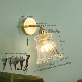 Celako™ Lustris Wall Light | Copper Glass Bedroom Lighting