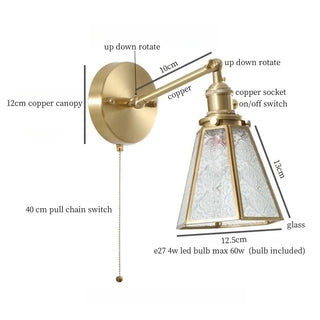Celako™ Hexara Wall Light | Copper Glass Bedroom Lighting