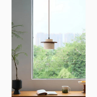 Celako™ Orolithos Pendant Light | Yellow Travertine Bedroom Lighting