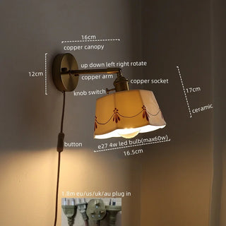 Celako™ Cuprica Wall Light | Ceramic Bedroom Lighting