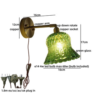 Celako™ Peridot Wall Light | Green Glass Bedroom Lighting