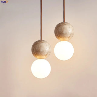 Celako™ Vitreno Pendant Light | Yellow Travertine Kitchen Island Lighting