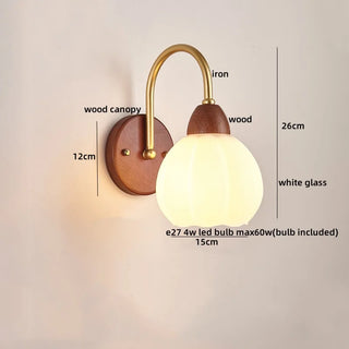 Celako™ Opaloak Wall Light | Wood Glass Modern Bedroom Lighting