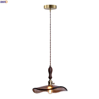 Celako™ Ambrovia Pendant Light | Amber Glass Mid Century Modern Bedroom Lighting