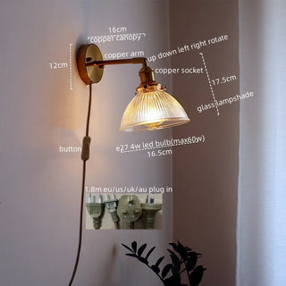 Celako™ Cuvria Wall Light | Copper Glass Bedroom Lighting
