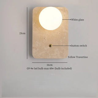 Celako™ Sienzo Wall Light | Yellow Travertine Wood Bedroom Lighting