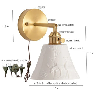Celako™ Ivorel Wall Light | Ceramic Bedroom Lighting