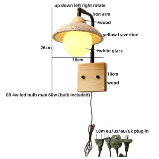 Celako™ Lunato Wall Sconce Light | Yellow Travertine Bedroom Lighting