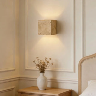 Celako™ Tufaro Wall Light | Travertine Bedside Lighting