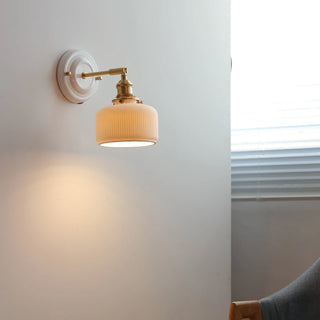 IWHD White Ceramic Modern Wall Lamp Beisde Bedroom Living Room Bathroom Mirror Light Copper Nordic Japanese Style Wandlamp LED