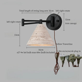 Celako™ Flavium Wall Light | Yellow Travertine Bedroom Lighting