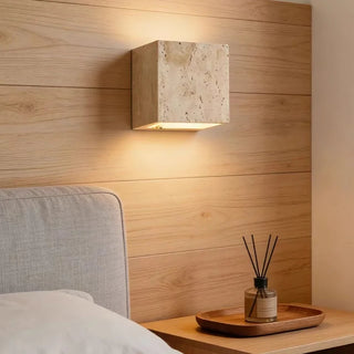 Celako™ Tufaro Wall Light | Travertine Bedside Lighting