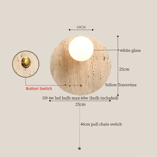 Celako™ Solvertine Wall Light | Yellow Travertine Japan Wabi Sabi Bedroom Lighting