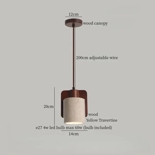 Celako™ Tiburite Pendant Light | Yellow Travertine Bedroom Lighting