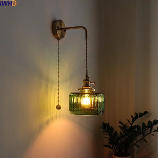 Celako™ Virentis Wall Light | Green Glass Copper Bedroom Lighting