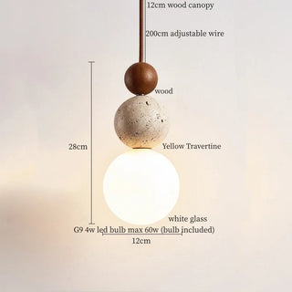 Celako™ Lustravine Pendant Light | Yellow Travertine Wabi Sabi Modern