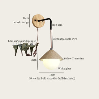 Celako™ Travure Wall Light | Yellow Travertine Japan Style