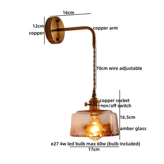 Celako™ Ambora Wall Light | Amber Glass Bedroom Lighting