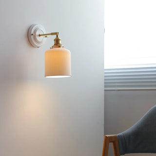 IWHD White Ceramic Modern Wall Lamp Beisde Bedroom Living Room Bathroom Mirror Light Copper Nordic Japanese Style Wandlamp LED