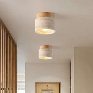 Celako™ Auratine Ceiling Light | Yellow Travertine Dining Room Lighting