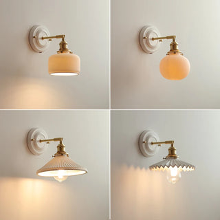IWHD White Ceramic Modern Wall Lamp Beisde Bedroom Living Room Bathroom Mirror Light Copper Nordic Japanese Style Wandlamp LED