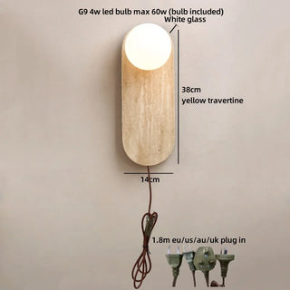 Celako™ Travena Wall Light | Travertine Bedside Lighting