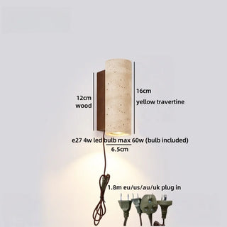 Celako™ Aureti Wall Light | Yellow Travertine Bedroom Lighting