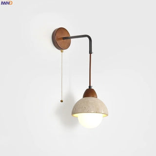 Celako™ Terreluna Wall Light | Yellow Travertine Bedroom Lighting
