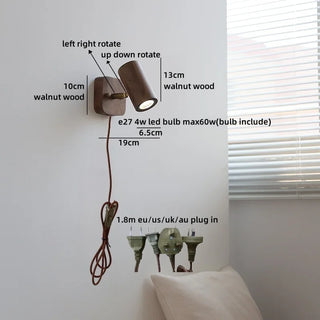 Celako™ Nocino Wall Light | Walnut Wood Bedside Lighting