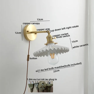 Celako™ Aesona Wall Light | Glass Copper Bedroom Lighting