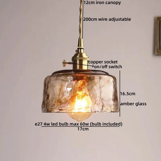 Celako™ Vitraea Pendant Light | Glass Copper Bedroom Lighting