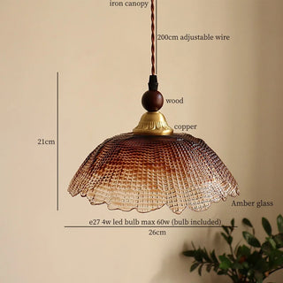 Celako™ Aurevara Pendant Light | Amber Glass Vintage Bedroom Lighting