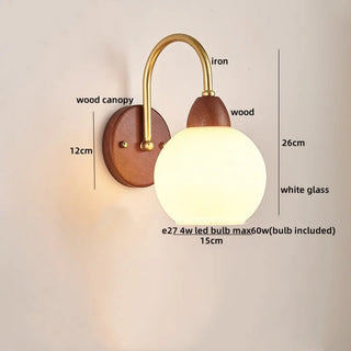 Celako™ Opaloak Wall Light | Wood Glass Modern Bedroom Lighting