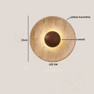 Celako™ Sabiru Wall Light | Yellow Travertine Stone Bedroom Lighting