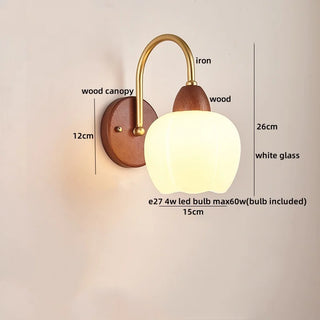Celako™ Opaloak Wall Light | Wood Glass Modern Bedroom Lighting