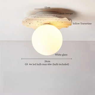Celako™ Alabastro Ceiling Light | Yellow Travertine Glass Living Room Lighting